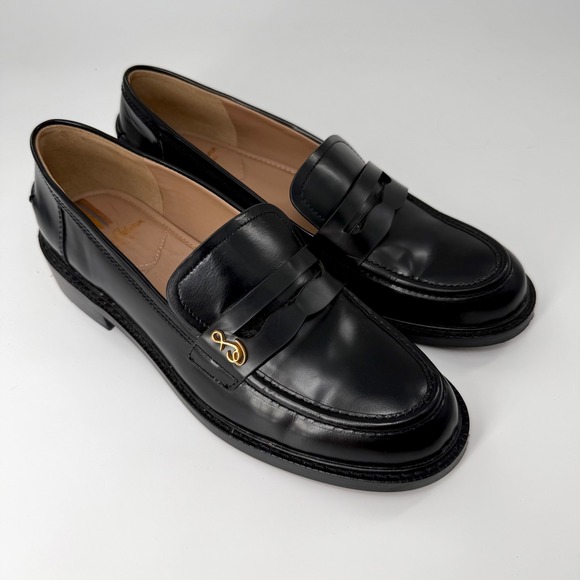 Sam Edelman Shoes - Sam Edelman Colin Loafers Women 7.5 Black Good Leather Scalloped Penny Slip On